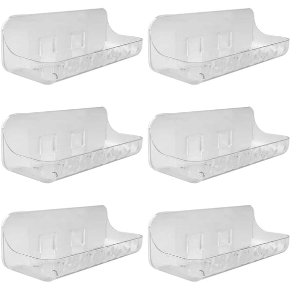 Acrylic Shower Shelves, 2pcs Shower Caddy with Self Adhesive Tape Clear Holder Organizer Shelf Wall Mounted No Drilling and Rustproof for Bathroom Storage & Kitchen
