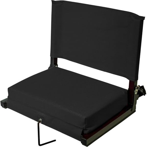 Outdoor Leisure Stadium Chairs for Bleachers with Back Support Products, Large Ultra-Padded Seat for Complete Comfort, Easy Carry Handle with Adjustable Shoulder Strap, BLACK (STADBLKL)