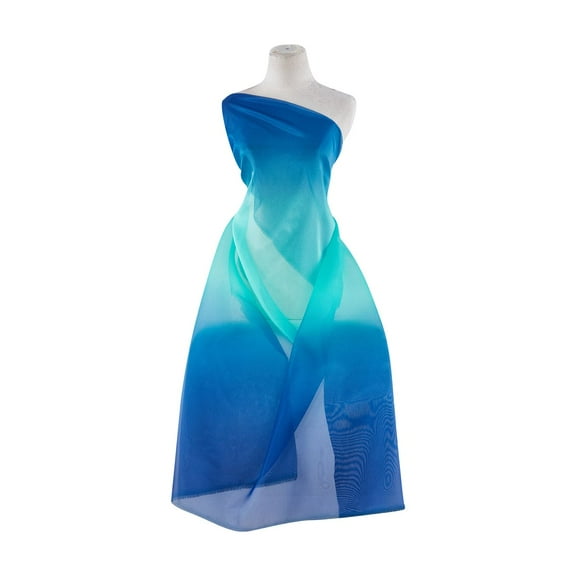 Zelouf Double Ombre On Trilobal Organza , Sewing, DIY, Crafts Fabric by the Yard, Mint/royal, 3 Yard