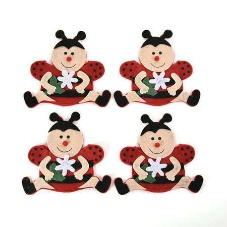 

Easter Ladybug Cutlery Bag Case Holder 4 Pieces/ Set Durable Non-Toxic