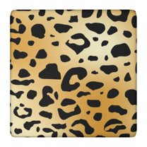Gold and Black Of Leopard Print Square Fitted Tablecloth with Elastic Edge,Square Table Cover,Washable Elastic Table Cover for Home Kitchen Party Decor 36"x36"