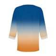 thumbnail image 6 of Sweet Home Farm 3/4 Sleeve T Shirts for Women V Neck Lace Edge Gradient Print Loose Seven Quarter Shirt V Neck T Shirts for Women Dark Blue, 6 of 6