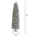thumbnail image 4 of 7.5FT Artificial Snow Flocked Christmas Tree, Pre-Lit Hinged Pencil Tree with 350 LED Lights & 641 Snow Branch Tips and Metal Stand, Slim Xmas Tree for Holiday Decor, 4 of 9