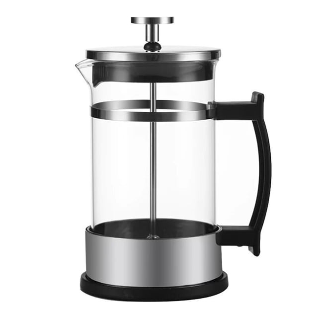 Double-Layer Stainless Steel Coffee Can Multi Function Coffee Pot Press Tea Kettle Manual Coffee Infuser for Home (600ml)