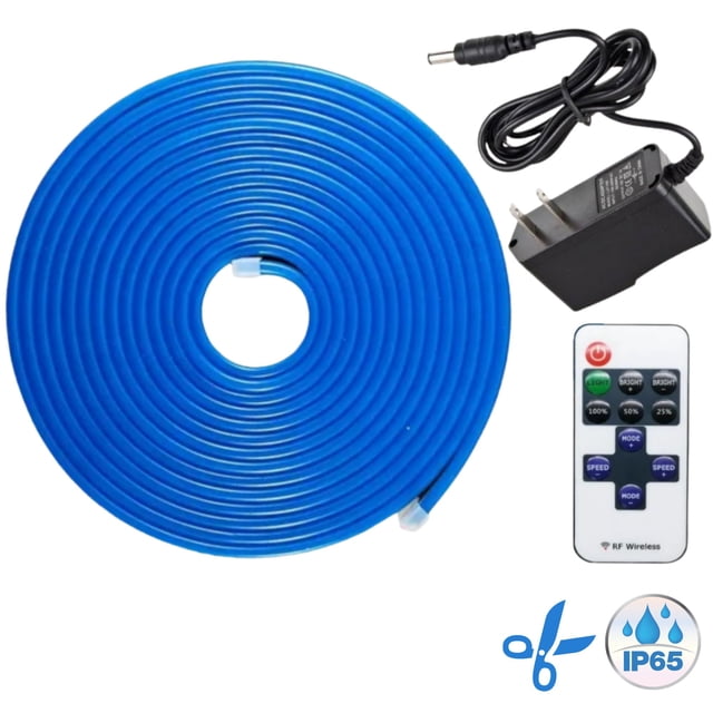Tira led neon azul flexible unicolor 5 metros con control y conector DOSYU DY-YL08C