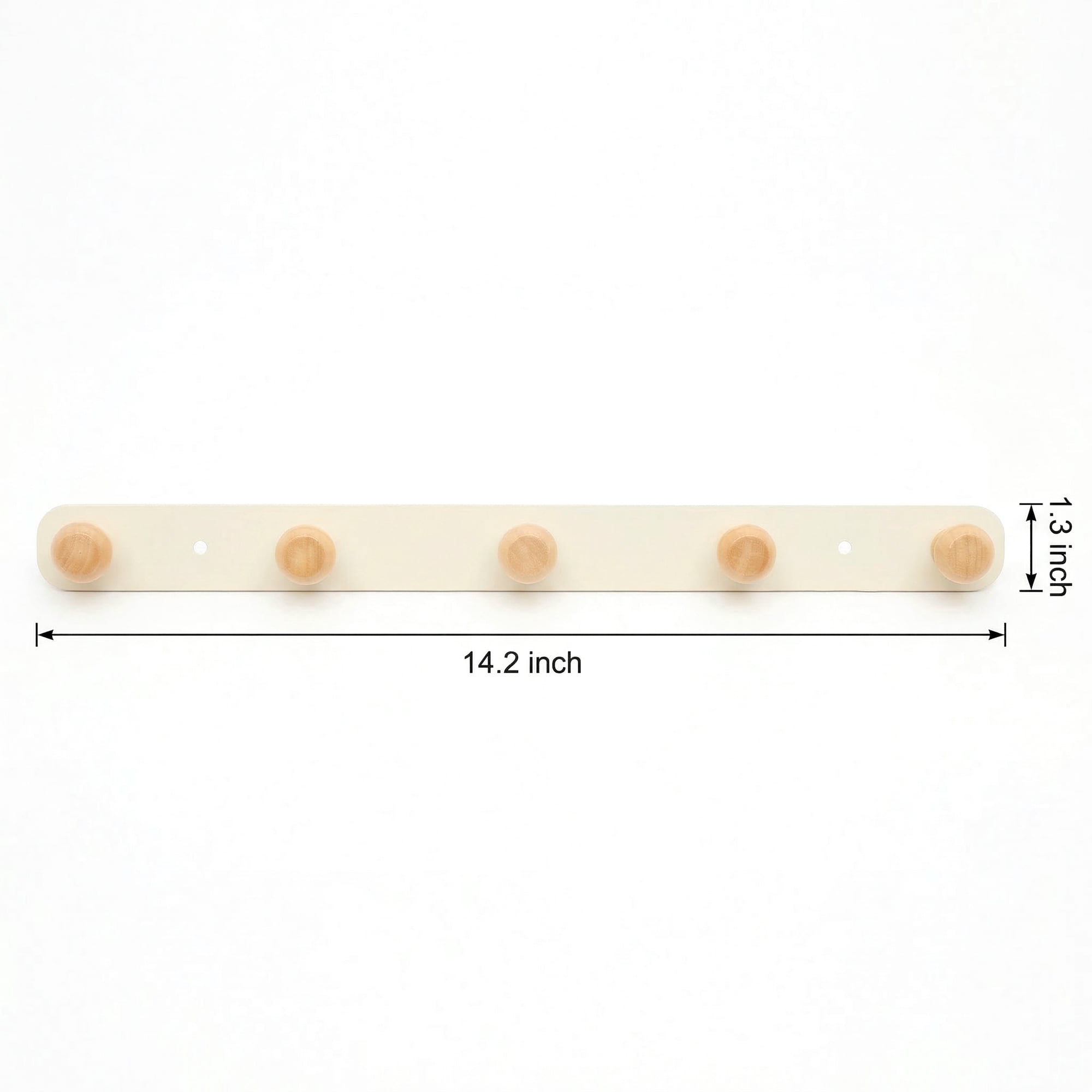 Unique Bargains Coat Rack Wall Mount Aluminum Alloy Wood Hook Hat Rack White 14.2"x1.3"