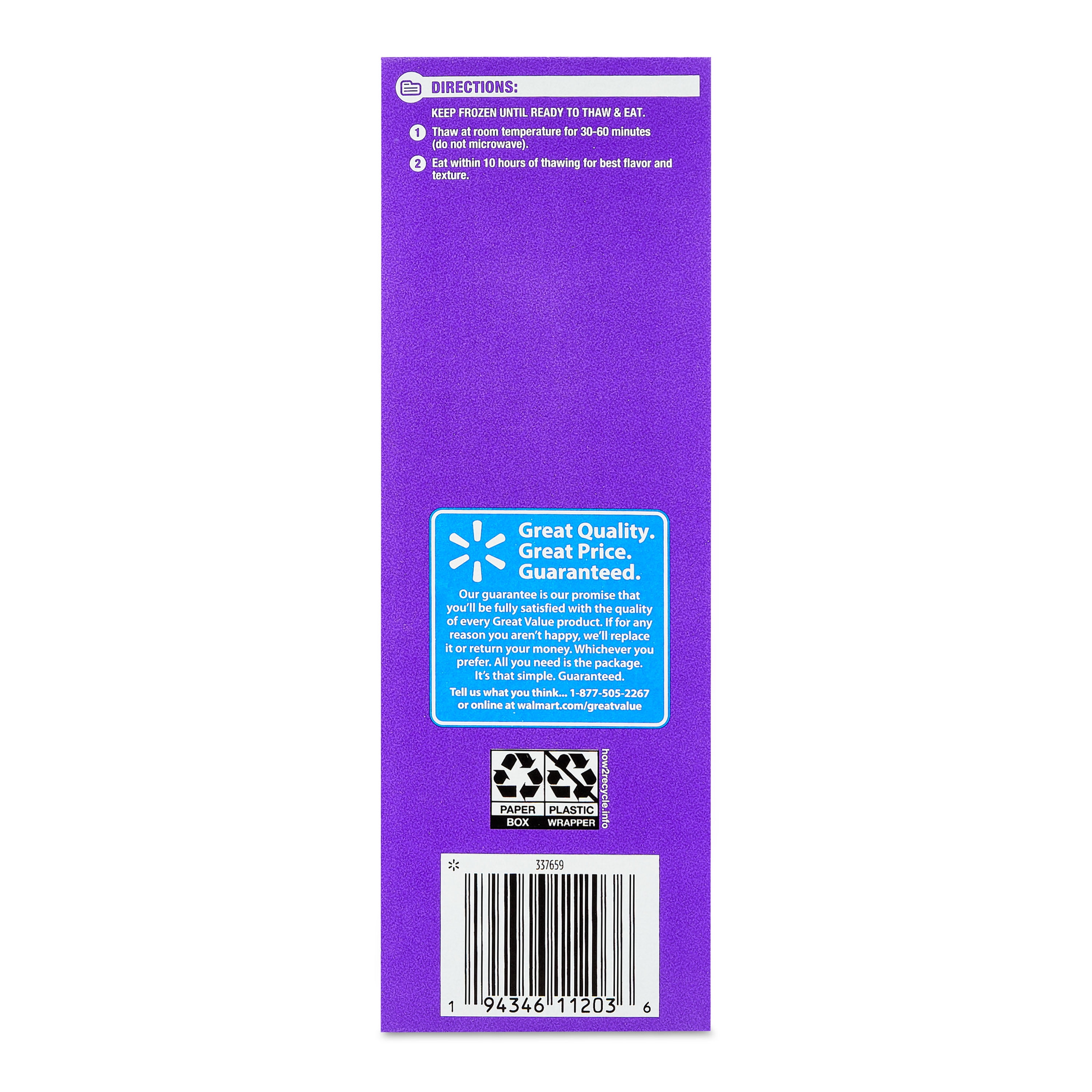 Great Value Peanut Butter & Grape Jelly No Crust Sandwiches, 2.2 oz, 4 Count (Frozen)