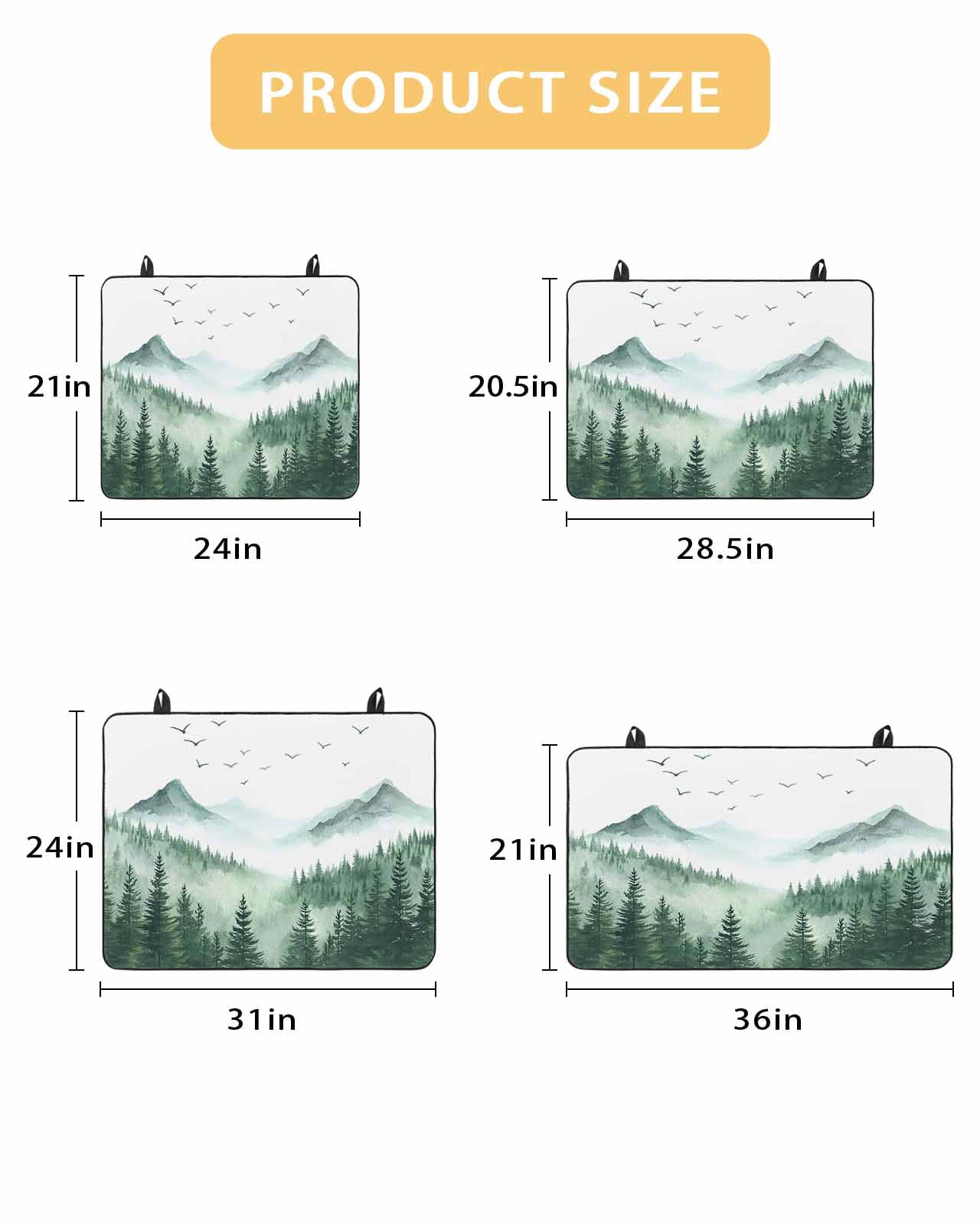 nqOlkjepod Large Induction Cooktop Protector Mat 36"x21", Green Foggy Forest Stove Top Covers for Electric Stove, Mist Mountain Trees Nature Scenery Stove Burner Cover Mats, Glass Top Stove Cover