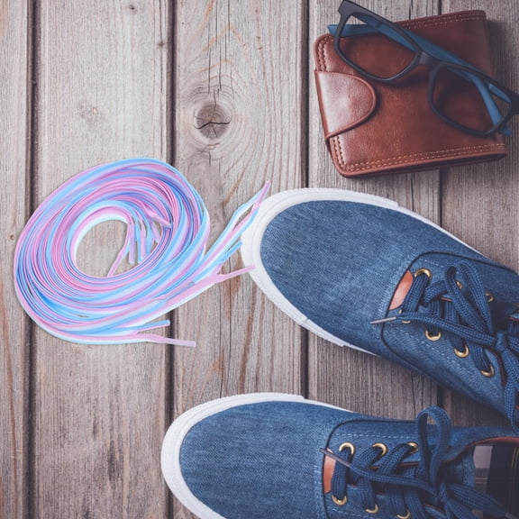 ibasenice 4Pcs Animal Print Shoe Laces Flat Shoe Laces Blue Polyester Multifunctional Use for Sneakers