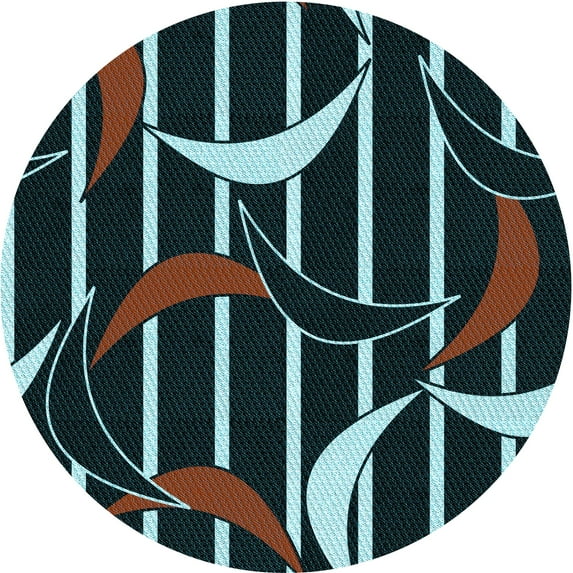 Ahgly Company Indoor Square Patterned Deep-Sea Green Area Rugs, 3' Square