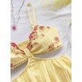 thumbnail image 3 of Women's Vacation Light Yellow Waist Hollow V-Neck Spaghetti Strap Summer Dress Set, 3 of 10
