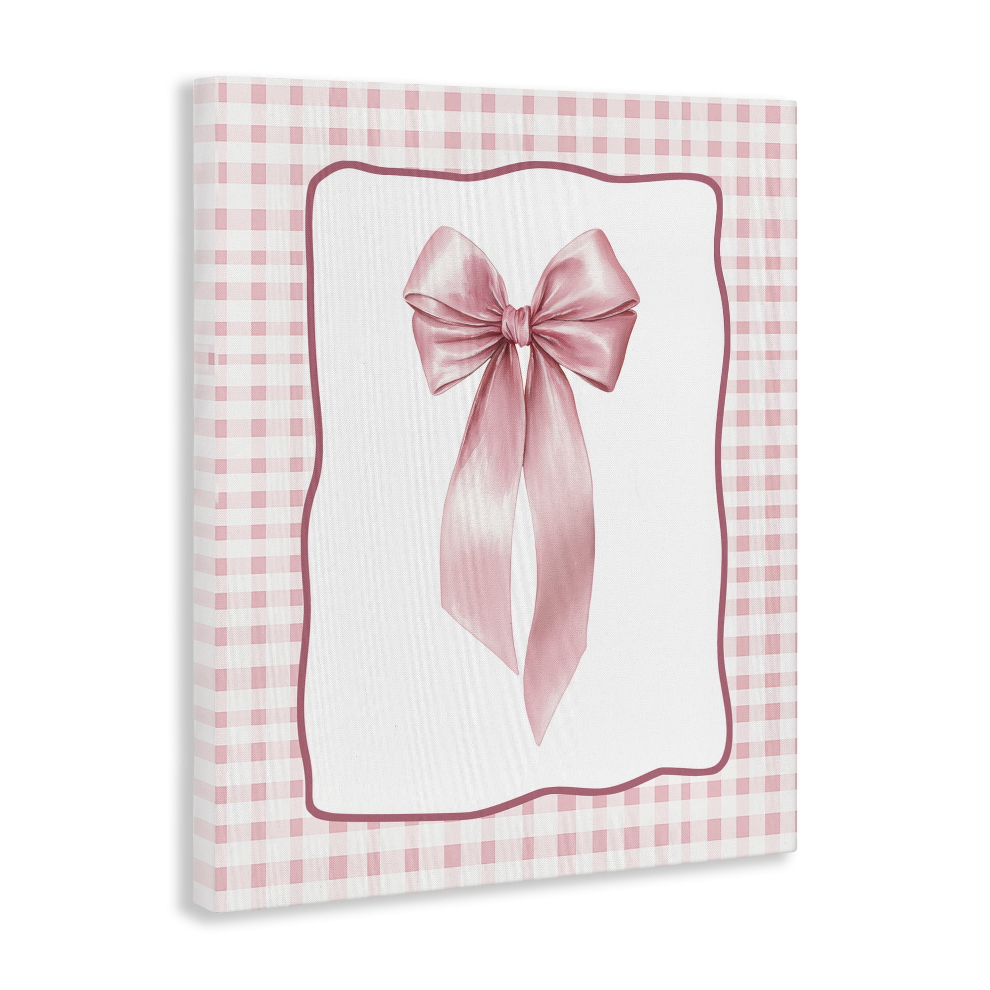 Stupell Industries Pink Gingham Ribbon Canvas Wall Art, design by Christine Simpson Art