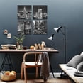 thumbnail image 4 of Black and White Wall Art Canvas New York City Night Scenes Modern Cityscape Building Artwork Picture Painting for Bedroom Home Office Living Room Decor 12”x12“x4 Panels, 4 of 6