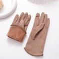 thumbnail image 4 of Guantes gruesos y cálidos de invierno para mujer, guantes abiertos para montar al aire libre, guantes de gamuza con forro polar a la moda, 4 of 5