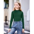 thumbnail image 2 of Oudiya 2 Packs Girls Lettuce Trim Mock Neck Long Sleeve Shirts Slim Fit Base Layer Ribbed Knit Tops Tees, 5-12Y, 2 of 6