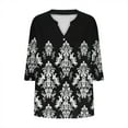 thumbnail image 5 of SnZhen Women's Casual Printed Tops Fashion V-Neck 3/4 Sleeve Button Up Relaxed Fit Top Blouse for Women, 5 of 5