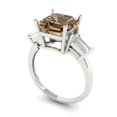 thumbnail image 2 of Clara Pucci 14K White Gold Solid Gold Champagne Three-Stone Anniversary Ring for Women - 3 cttw Asscher Cut, 2 of 8