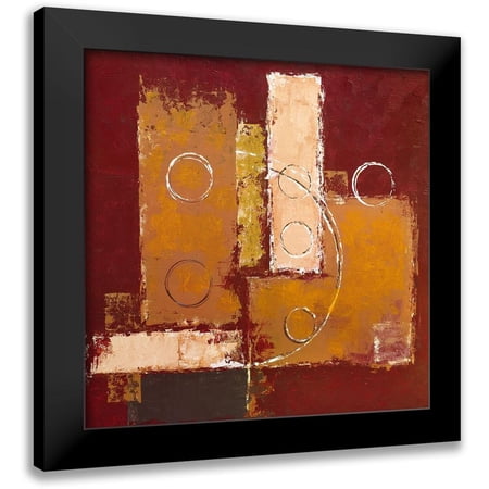 Sedalia, David 12x12 Black Modern Framed Museum Art Print Titled - Circles on red-brown I