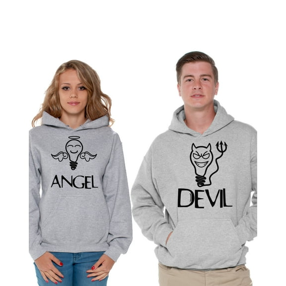 Awkward Styles Couple Hoodies Angel and Devil Funny Couple Sweaters Angel Sweatshirt for Women Devil Sweater for Men Valentines Day Funny Gifts for Boyfriend Girlfriend Gifts Matching Couple Hoodies