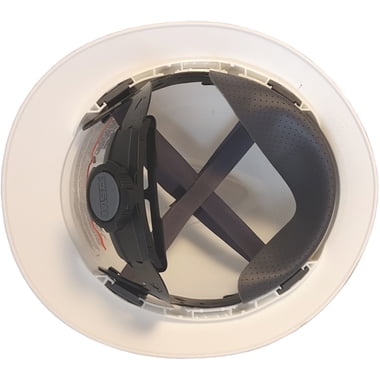 MSA Advance Full Brim Vented Hard Hats with 4 Point Ratchet Suspensions White