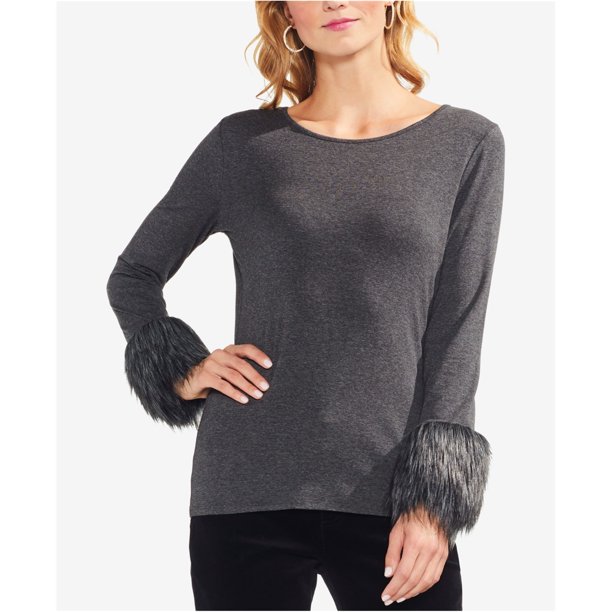 Blusa de piel sintética Vince Camuto con puños para Mujer Gris XL