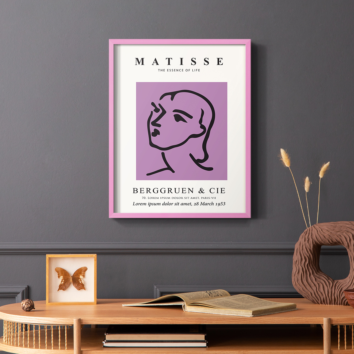 Matisse CVIII Framed Print in Pink Solid Wood 16 x 20 Framed Print