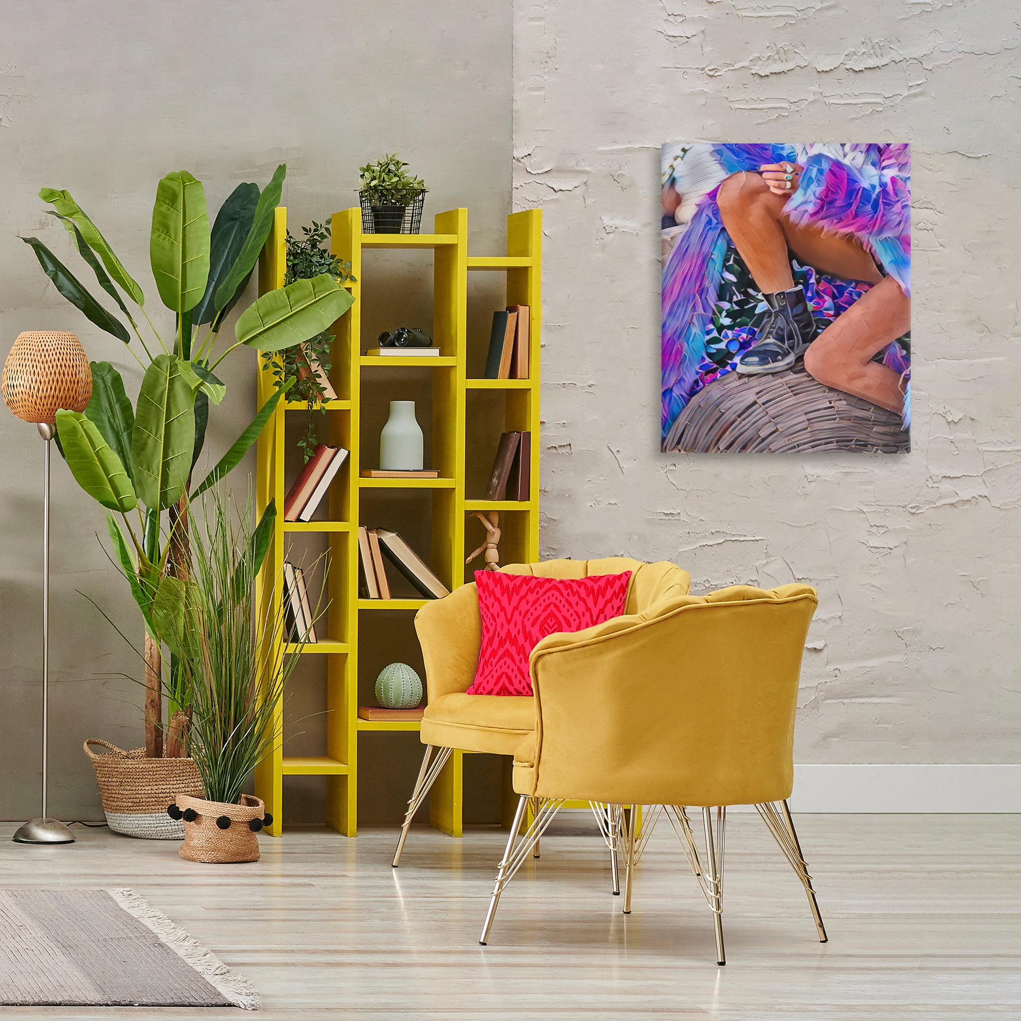 Purple Fur & Boots Canvas Wall Art, design by Jesse Keith
