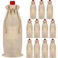thumbnail image 1 of Bolsa de vino de arpillera con cordón, 12 Uds., 16x36CM, reutilizable para decoración de botellas de vino para bodas, fiestas y vacaciones, 1 of 5