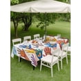 thumbnail image 4 of Outdoor Tablecloth with Umbrella Hole for Patio/Picnic/Party/Camping, Cartoon Children's Day Waterproof Table Cloth Rectangle Table Cover Washable, Colorful Handprints Abstract Art (60"x 120"), 4 of 8