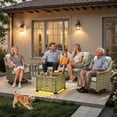 thumbnail image 3 of Vcatnet 5 Pieces Outdoor Patio Furniture Set High-Back Wicker Rattan Conversation Set Outdoor Sectional with Swivel Chairs and Coffee Table, Gray, 3 of 10