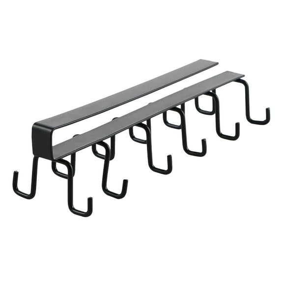 Mug Hooks Under Cabinet Mug Holder Rack,Nail Free Adhesive Coffee Cups Holder Hanger for Cups/Kitchen Utensils,Space Saving Water Bottle Lid Organizers,Black,10.03x3.15x2.75"