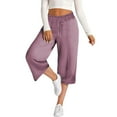 thumbnail image 5 of Mlzmgr Capri Pants Women Wide Leg Drawstring Elastic High Waisted Capris Solid Color Summer Casual Capri Pants, 5 of 5
