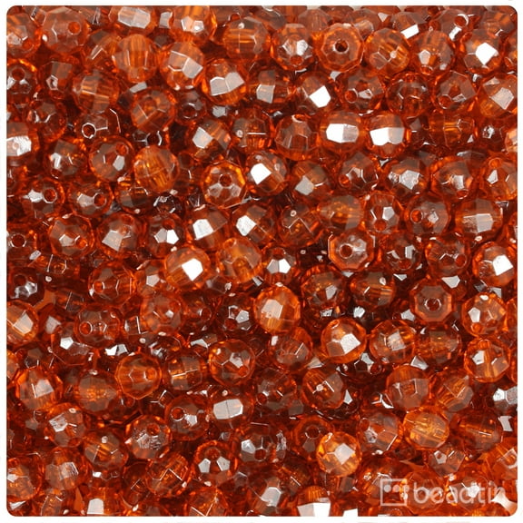 BeadTin Root Beer Transparent 6mm Faceted Round Craft Beads (600pcs)