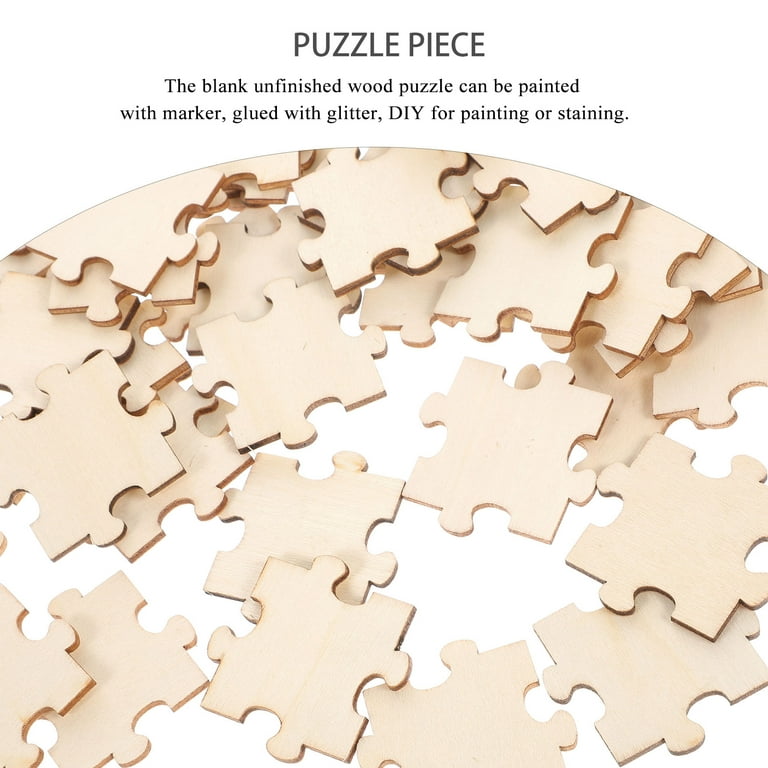 100pcs Blank Puzzle Pieces Unfinished Wood Puzzle Color Your Own Puzzles for Kids, Size: 3.5x3.5cm
