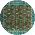 thumbnail image 1 of Ahgly Company Machine Washable Indoor Round Oriental Turquoise Blue Traditional Area Rugs, 5' Round, 1 of 4