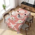 thumbnail image 3 of Coral Pink Starfish Coastal Table Cloth Waterproof Tablecloths, Shell Summer Beach Nautical Tablecloth Dining Table Cover for Kitchen Party Tabletop Outdoor, Rectangle Tablecloth 54x108 Inch, 3 of 9