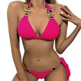 thumbnail image 2 of Neinkie Women Sexy Two Piece Swimsuit Halter Padded Bathing Suits Crystal Rhinestone Side Tie Brazilian Bikni Bottom, 2 of 7