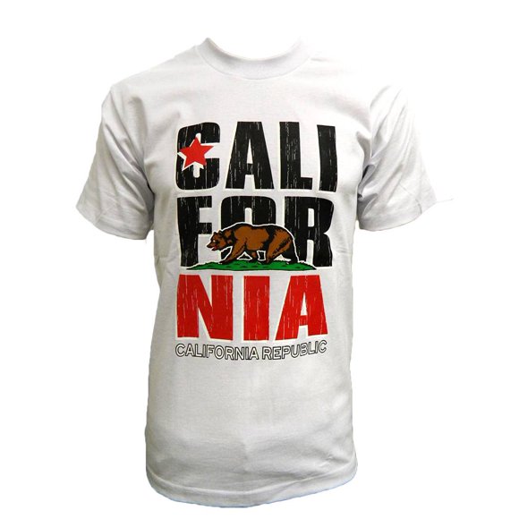 Mens California Republic Bear Logo T-Shirt - White - Small