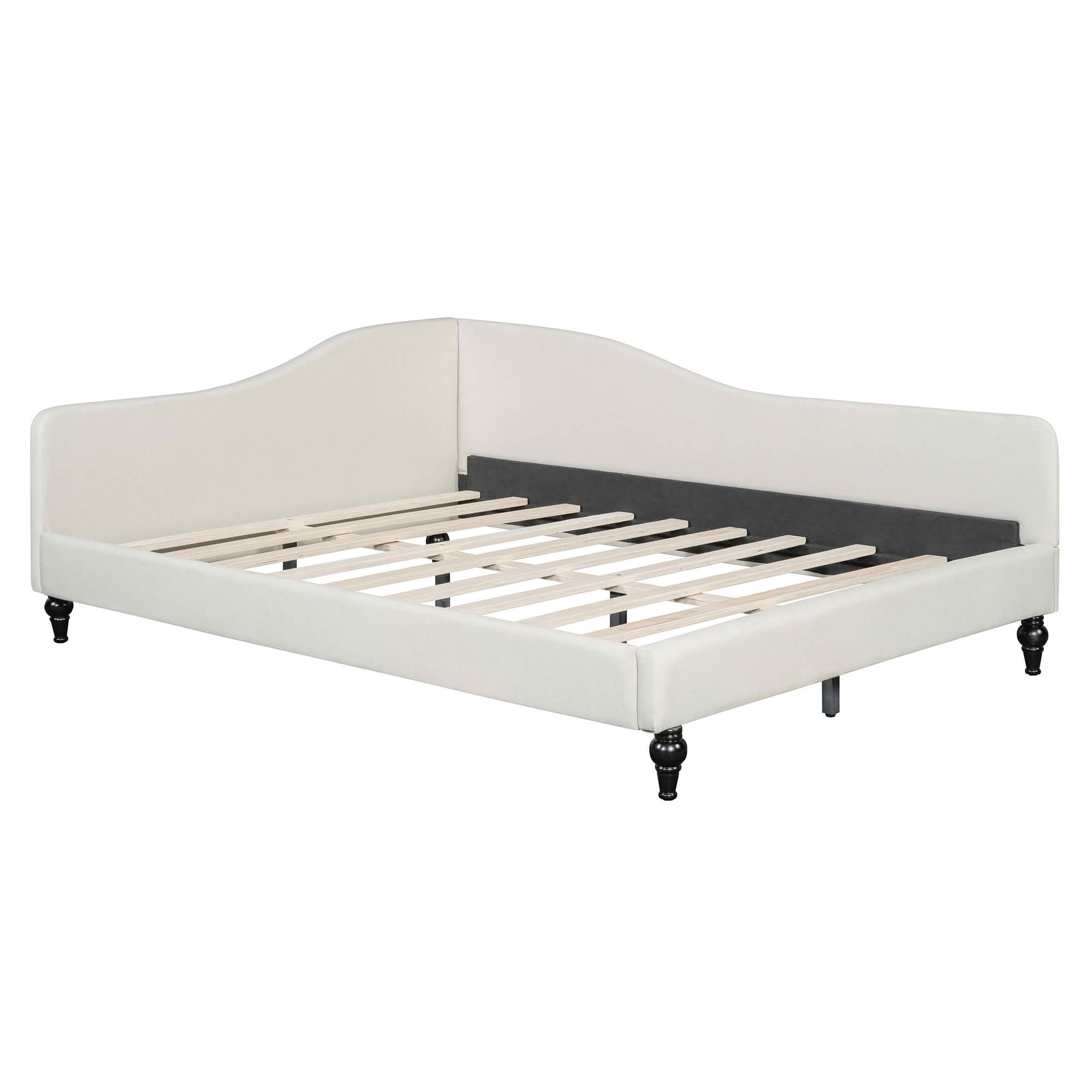 MAYEERTY L-Shaped Semi-Enclosed Upholstered Daybed with Solid Wood Legs, Twin & Full Size Available