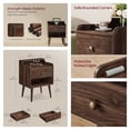 thumbnail image 6 of LEDREM Set of 2 Mid-Century Nightstands with Hidden Drawer,Bedside Tables with Open Shelf and Large Drawer,Solid Wood Legs,Natural Walnut, 6 of 6