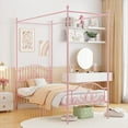 thumbnail image 5 of Yoneston Metal Canopy Platform Bed Frame Kids Poster Bed with Detachable Canopy Design, Twin, Pink, 5 of 11