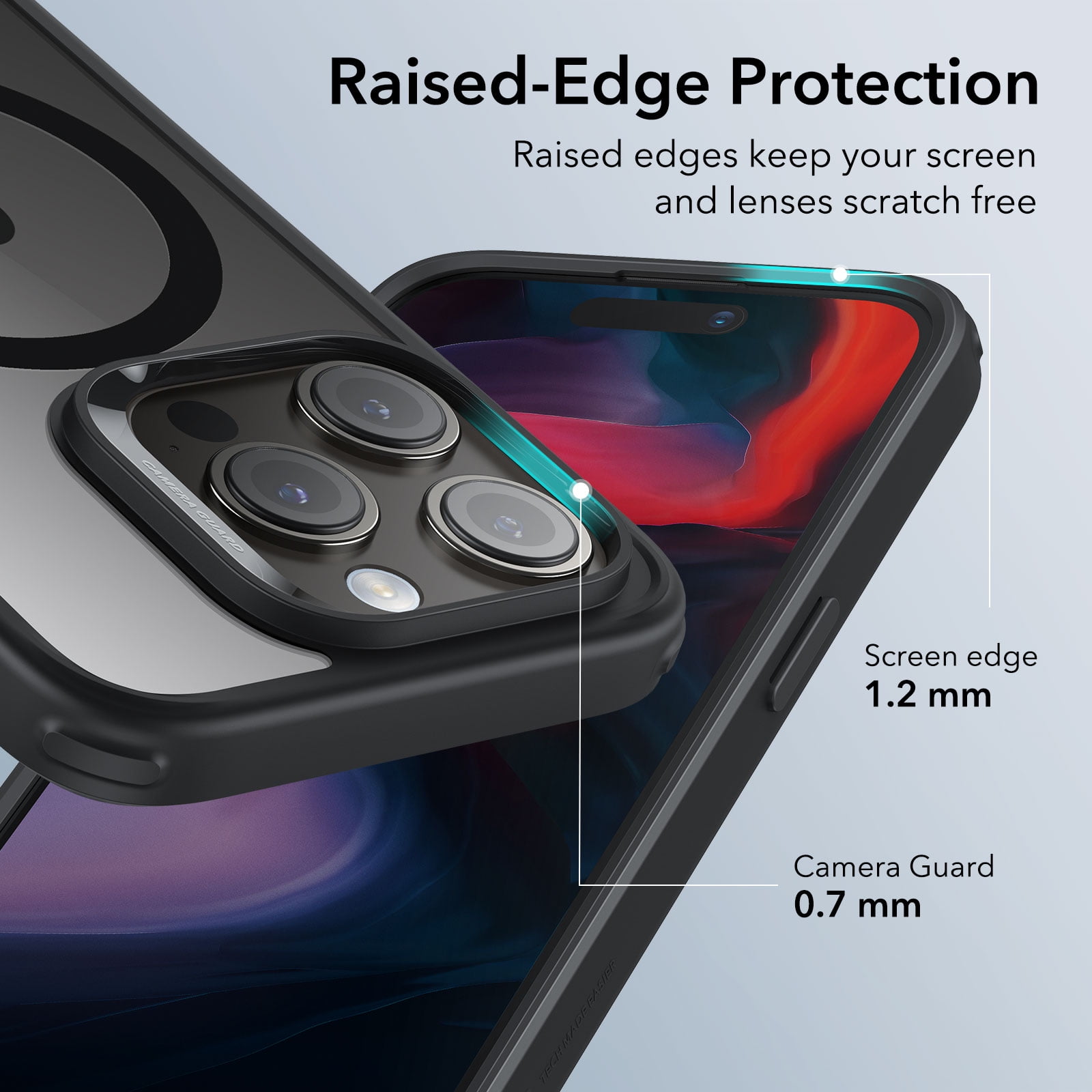 ESR Classic Hybrid Magnetic Case with HaloLock for iPhone 15 Pro Max, Magnetic MagSafe, Shockproof Ultra-high Hardness Protection, Clear Black