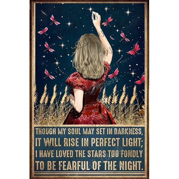 Stars Girl Decor Girl Room Decor - I Have Loved The Stars Too Fondly To Be Fearful Of The Night Retro Tin Sign for Bedroom Decor, Hippie Room Decor, Gift for Teens Girl 12x8 Inches