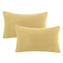 AUQ Soft Corduroy Striped Rectangle Decorative Throw Pillow Cushion for Couch,12" x 20",2 Pack