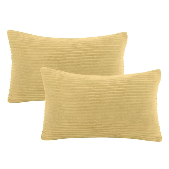 AUQ Soft Corduroy Striped Rectangle Decorative Throw Pillow Cushion for Couch,12" x 20",2 Pack