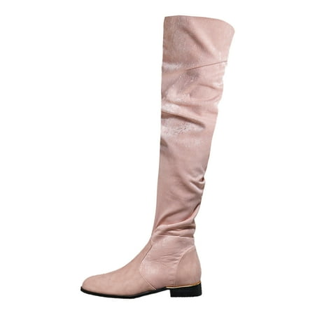 VMESZQFG Womens Booties Shoes Lace up Knee High Heels Knee Length Boots For Women s New European And Large Size Boots For Women s Foreign Trade Open Toed Knee High Boots Red