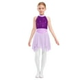 thumbnail image 4 of iixpin Kids Girls Shiny Rhinestone Halter Figure Ice Skating Dress Lyrical Modern Ballet Leotard Dance Dress Purple 14, 4 of 6