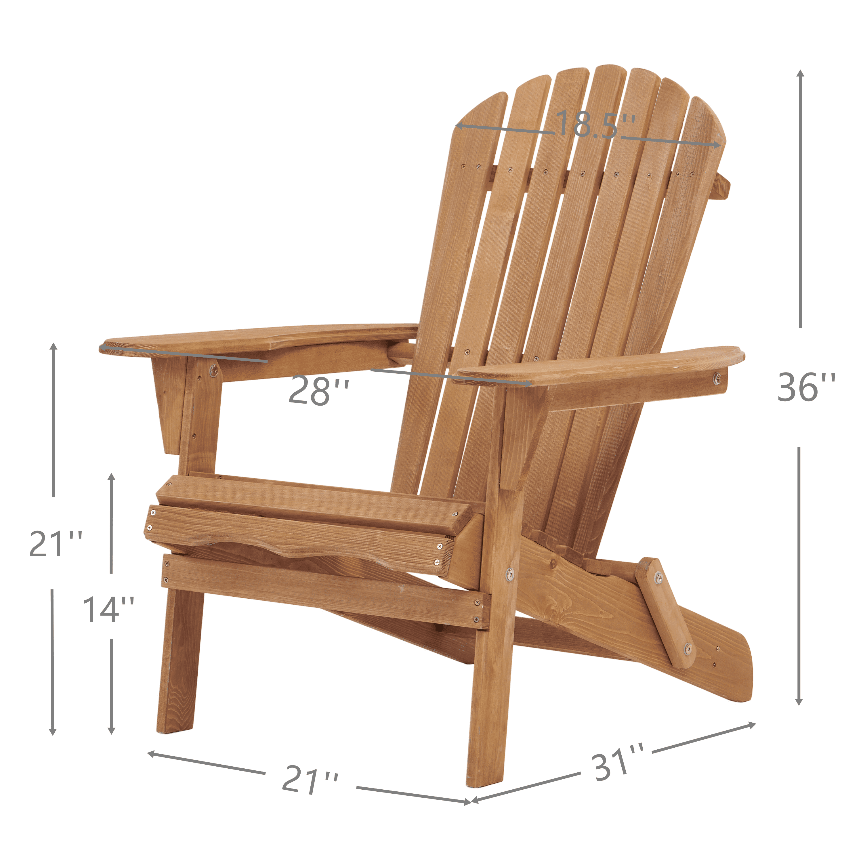 Outdoor Wooden Folding Adirondack Chair Set of 2 with Pre-Assembled Backrest, Ideal for Garden, Backyard, Balcony, Pool Deck, and Fire Pit