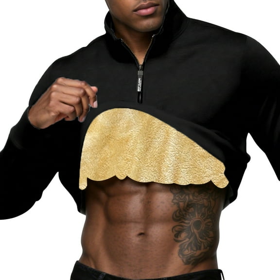 Men's Sweatshirt Midweight Fleece Solid Color Long Sleeved Stand Up Collar Half Zipper Lamb Wool Warm Top Pullover Sweatshirt for Men