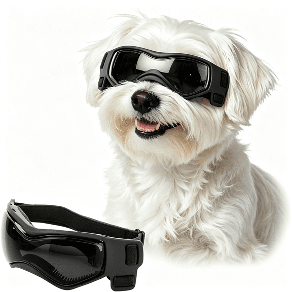 GJX Dog Goggles for Small Breed,Eye Protection Doggy Goggles,Anti-Fog Uv Protection Windproof Dog Sunglasses with Adjustable Strap for Outdoor Riding Travel,Black
